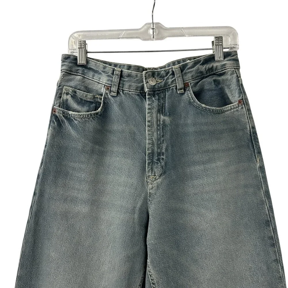 ZARA Women's 8 Jeans Blue Straight Leg High Rise Relaxed Baggy Cuffed Hem Denim - Picture 14 of 14